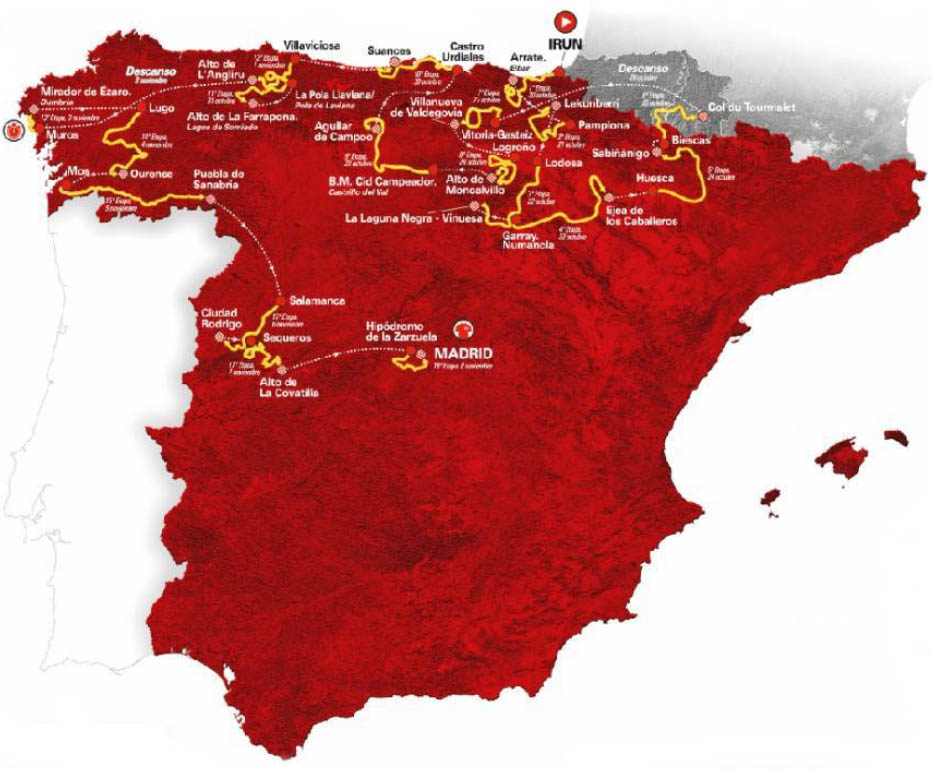 Carte de la Vuelta 2020